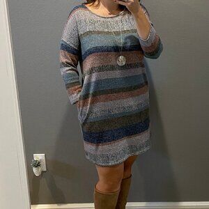 Striped Sweater Dress with pockets NWT